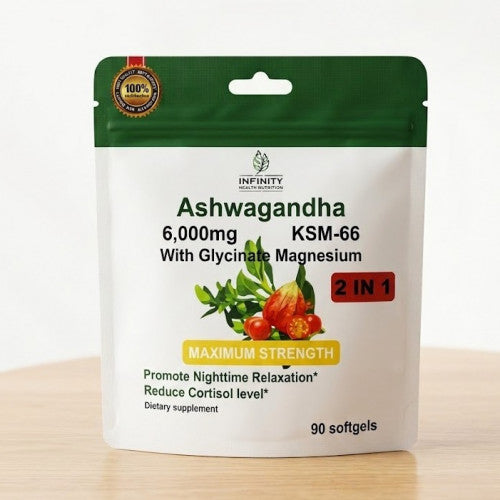 Ashawaganda Ksn-66 + Glycinato Magnesium, 6000 Mg (90 Sofgel)